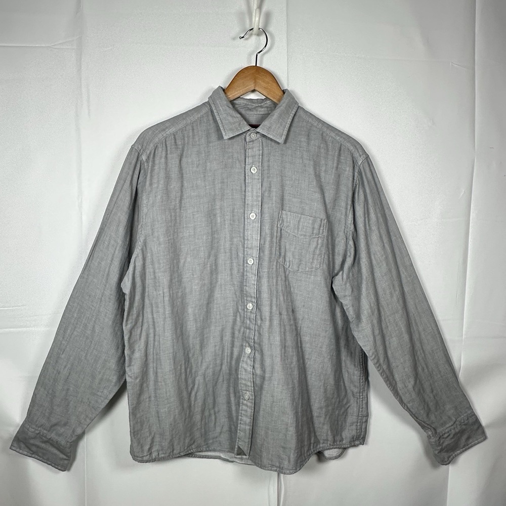 UNTUCKit Valadige Men's Large Gray Cotton Button-Up Shirt Casual Dress